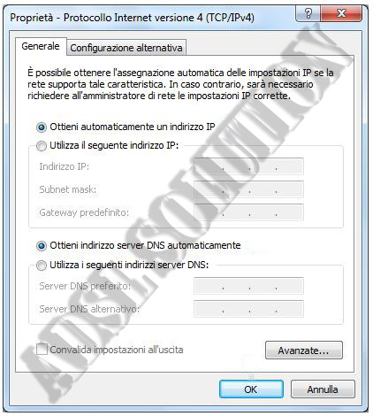 Configurazione scheda di rete wireless in DHCP su di Windows 7 Configurazione scheda di rete wireless in DHCP su di Windows 7