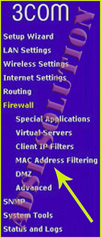 3Com Office Connect 3CRWE754G72-A Configurazione del Filtro Mac Address 3Com Office Connect 3CRWE754G72-A Configurazione del Filtro Mac Address
