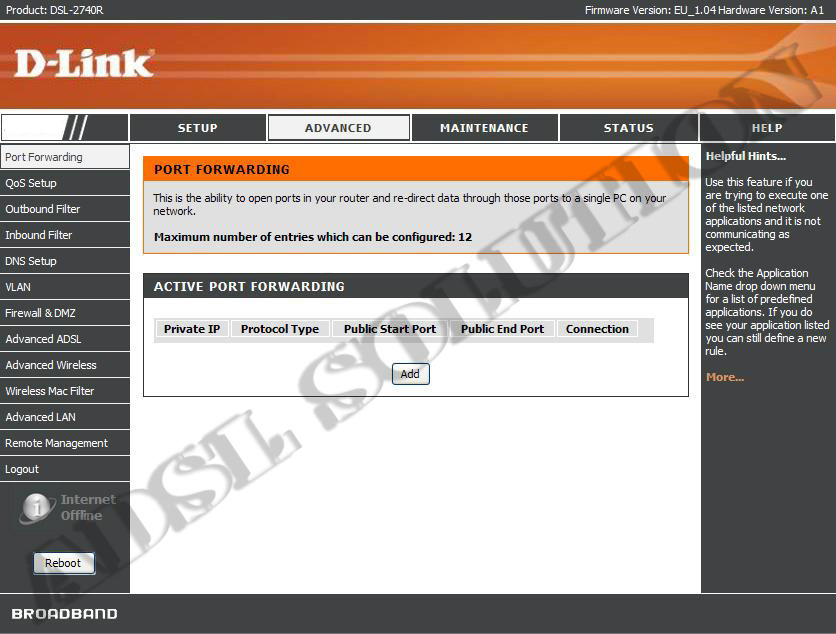 D-Link DSL-2640R Port Forwarding D-Link DSL-2640R Port Forwarding