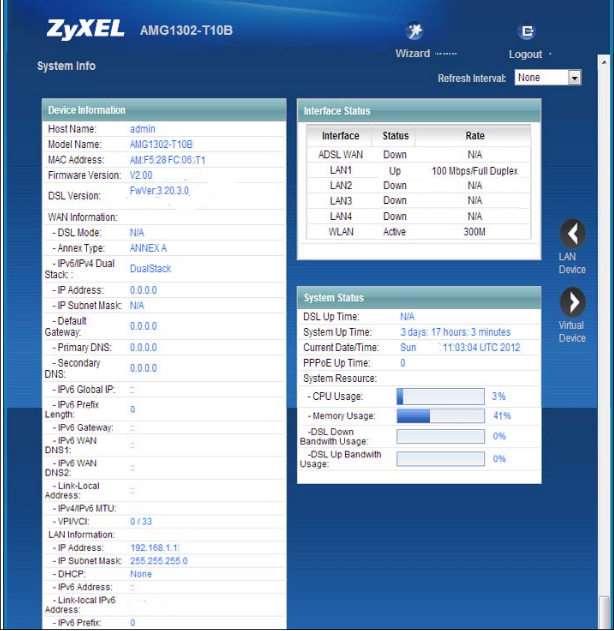 Zyxel AMG1202-T10A System Info Zyxel AMG1202-T10A System Info